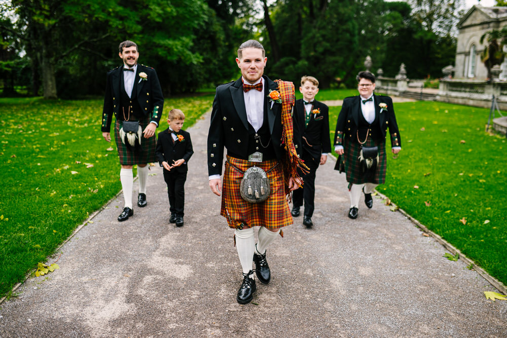 Margam Orangery Wedding - Burnt Orange Welsh Tartan wedding Kilt