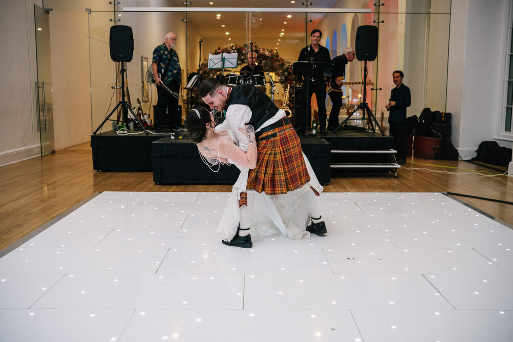 romantic couples first dance in Margam Orangery 