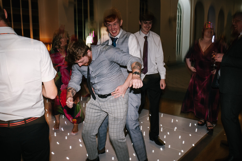 Evening wedding party at Margam Orangery