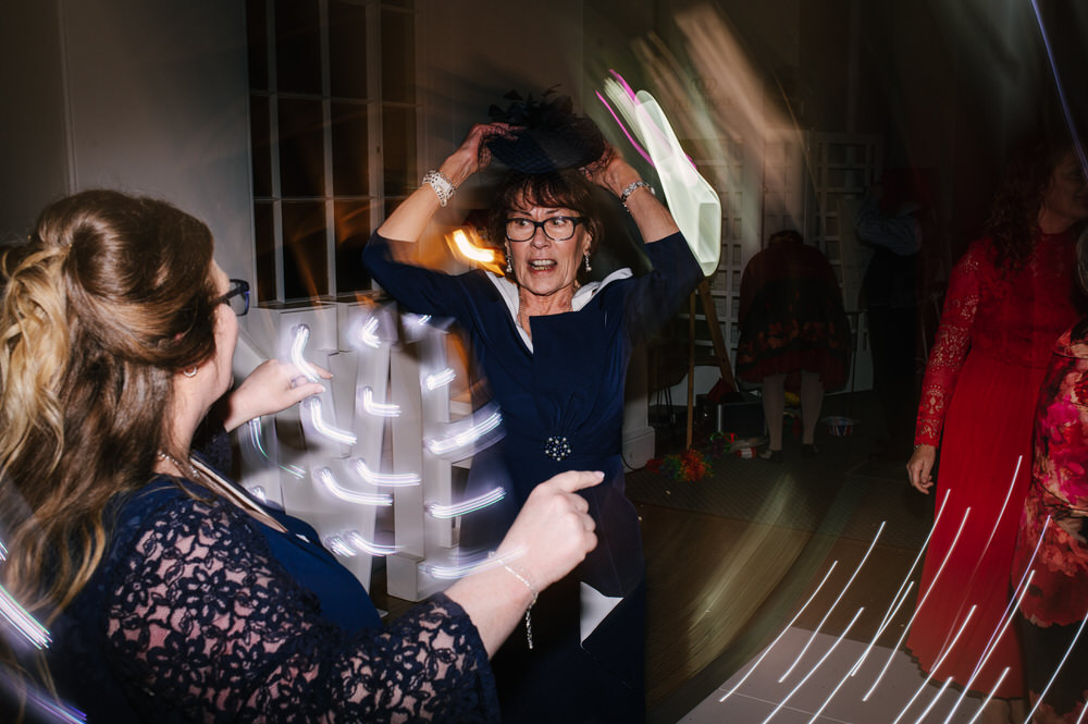 Evening wedding party at Margam Orangery