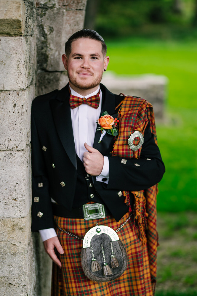 Margam Orangery Wedding - Burnt Orange Welsh Tartan wedding Kilt