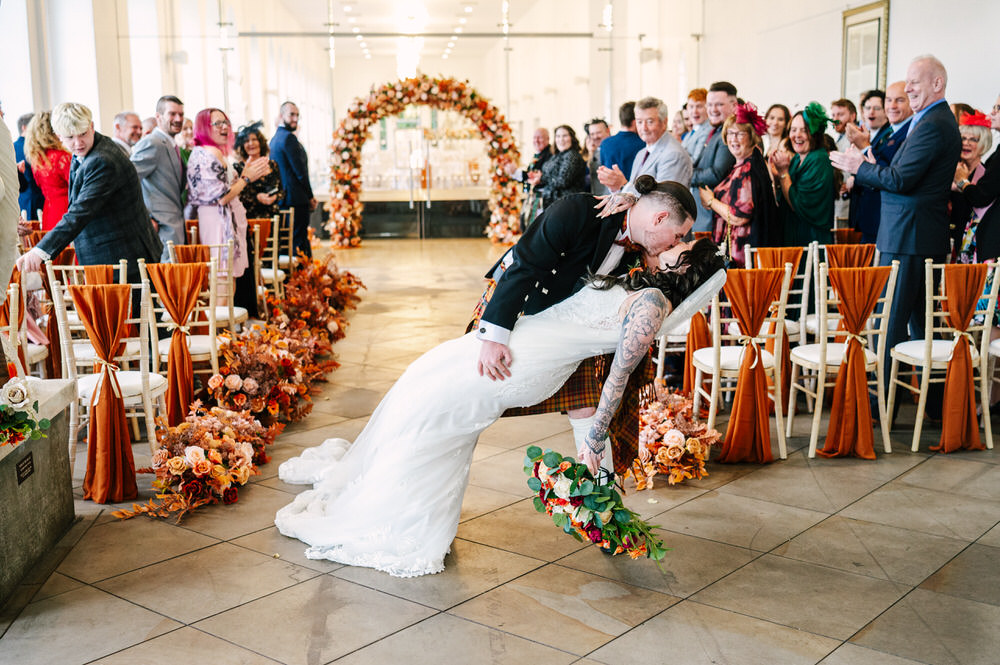 Romantic wedding photography at Margam Orangery 