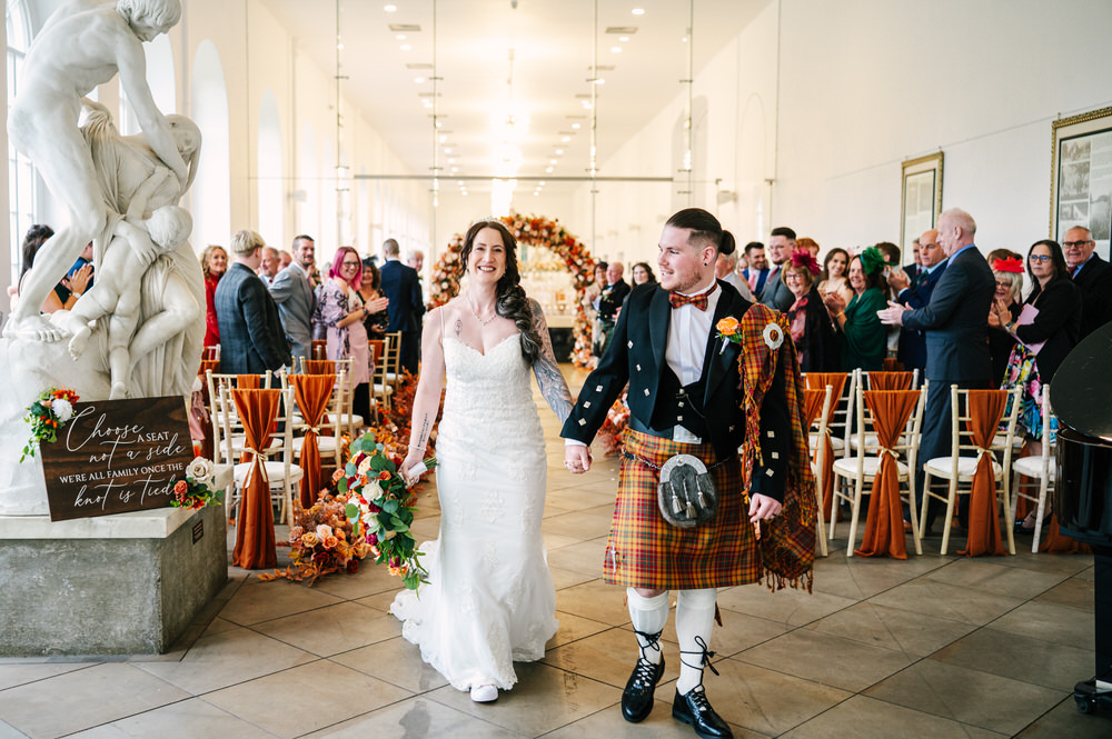 Bride and Groom at Margam Orangery 
