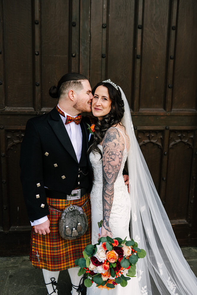 Bride and Groom portraits outside Margam Castle 