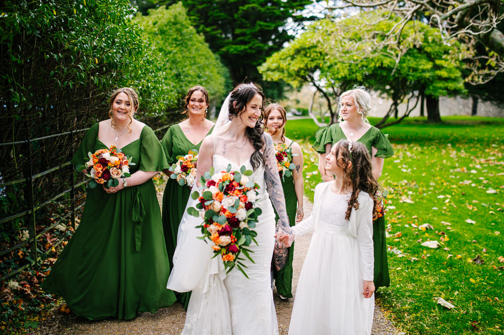 Bride and Bridesmaid at Margam Orangery 